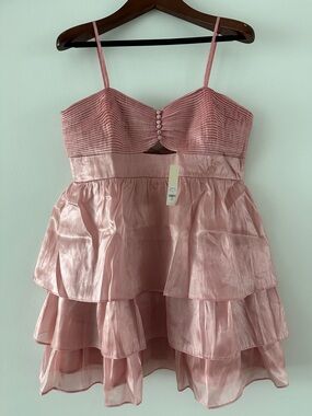 Francesca's Collections Dusty Rose Tiered Spaghetti Strap Dress